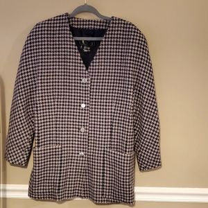 Laurel by Escada Houndstooth Wool Coat Size 44 USA 14